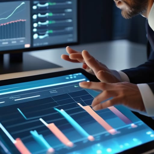 Using data analytics tools for business decisions.